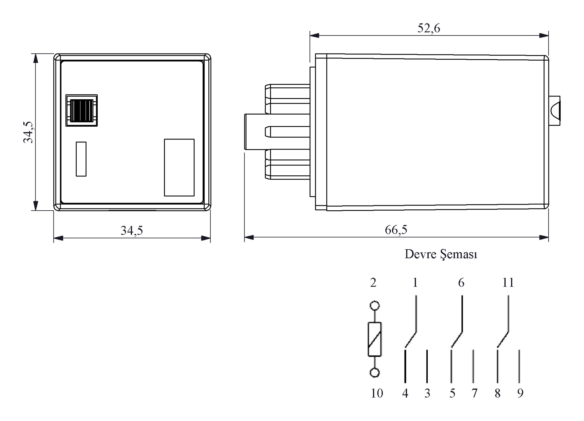 RELAIS 220V AC 11 BROCHES 3 CONTACTS - Nasat