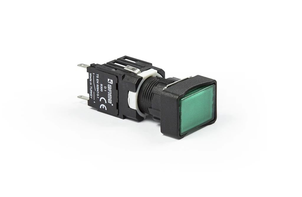 D Series Plastic 1NO Spring Rectangular Flush Green 16 mm Control Unit