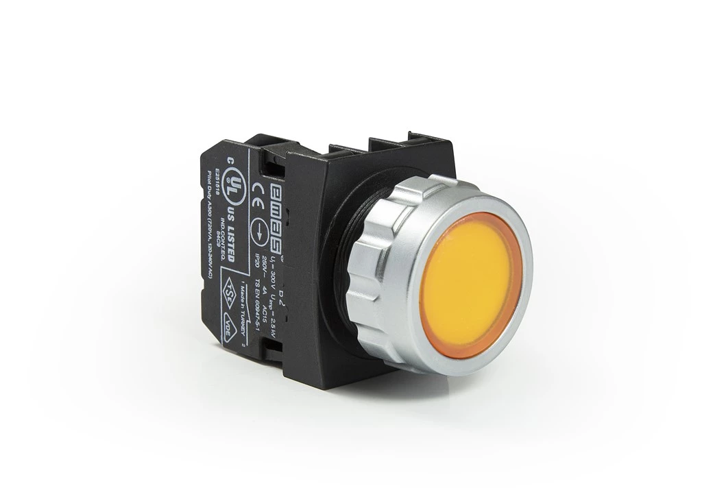 H Series Plastic 1NO Spring Flush Yellow 30 mm Control Unit