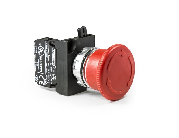 CM Series Metal 1NC Emergency 40 mm Turn to Release Red 22 mm Control Unit