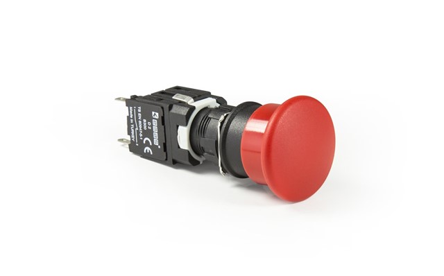 D Series Plastic 1NO Spring Round 30 mm Mushroom Red 16 mm Control Unit