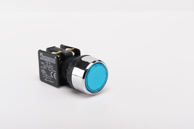 KB Series Plastic 1NO+1NC Spring Flush Blue 22 mm Control Unit