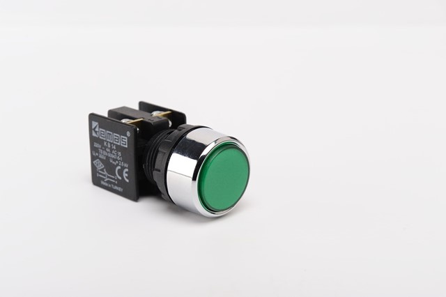 KB Series Plastic 1NO+1NC Spring Flush Green 22 mm Control Unit