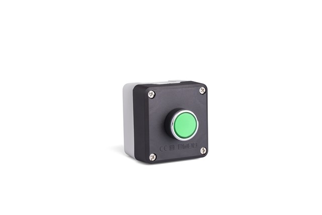 P Series Plastic 1 Hole BDDY + C3BK (NO) + CKY ( LED GREEN 100-230V ) +  C4BK (NC) Black-Grey Control Box