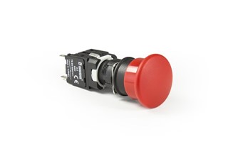 D Serisi Plastik 1NO Yaylı Yuvarlak 30 mm Mantar Kırmızı 16 mm Buton